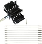 Kit De Ramonage Pour Poêle À Granulés Hérisson Ramonage, Brosse Pour Tuyau De Poêle Cheminée, Avec 9 Tiges En Nylon, 1 Tête De Brosse Et 1 Tige Hexagonale Pour Climatisation, Sèche-Linge