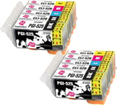 Remplacement pour Canon PGI-525 CLI-526 Cartouches d'encre 10 Pack, Utiliser avec Canon MG5350 MG5250 MG5150 MG6150 MG6250 iX6550 iP4850 iP4950 MX895 MX885 MG8150 MG8250