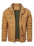 HOOD CREW Men’s Multi Pockets Casual Outwear Military Bomber Jacket stand-up collar Cargo Jacket