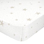 Drap housse HappyFriday BASIC KIDS Blanc Beige 70 x 140 x 14 cm Etoiles