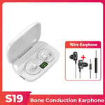 ¿couteurs Bluetooth a conduction osseuse Boucle d'oreille Casque sans fil Clip d'oreille avec micro ¿couteurs HiFi St¿r¿o Sports Casques ¿tanches-Blanc avec filaire_XINENGJI