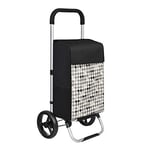 Songmics Shopping Trolley on Wheels, kundvagn, lastkapacitet 40L, 47 x 33 x 97 cm, svart