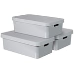 CURVER Infinity Storage Boxes with Lid, Plastic, Light Grey, 30 Litres