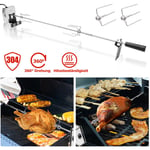 Vingo - Broche bbq Set universel de broche à barbecue 117 cm 2 aiguilles à viande et moteur en acier inoxydable