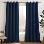 PONY DANCE Rideaux Occultants Thermiques - Rideau Opaque Maison Décoration Rideau Draperies à Oeillets Lumineux Bloquer Anti UV, 140 cm Largeur sur 245 Hauteur, Bleu Foncé, 2 PCs