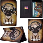 DodoBuy Case for Amazon Fire HD 10 Tablet, PU Leather Flip Smart Cover Thin Wallet Bag Holder Stand with Card Slots Magnetic Closure - Music Dog