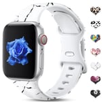 CeMiKa Marble Straps Compatible with Apple Watch Strap 38mm 40mm 41mm 42mm 44mm 45mm, Silicone Pattern Printed Band Compatible with iWatch Strap SE/Series 7 6 5 4 3 2 1, 42mm/44mm/45mm-M/L Marble