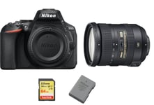 NIKON D5600 reflex 24.2 mpix + Objectif AF-S 18-200MM F3.5-5.6G ED VR II DX + 64GB SD card + NIKON EN-EL14A Battery