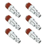 6Pcs 1/4" Male Industrial Air Plug Pneumatic Plugs Silver