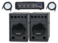 Systeme Sono DJ 2 Enceintes 15" Actives 600W Kit Table de Mixage USB Bluetooth