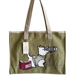 RADLEY Bird Watching Green Canvas Large Open Top Tote Shoulder Bag -New With Tag