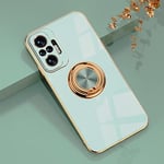 ESONG Coque pour Xiaomi Redmi Note 10 Pro/Note 10 Pro Max 4G,Étui Ultra-Fin Antichoc pour Femme,360 Degrés Support de Bague Magnétique,Protégez la Caméra,Housse Anneau Anti Rayures Case-Cyan clair