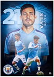 Philips Lighting Affiche de football Manchester City FC 2019/20 David Silva Action A2 - Produit sous licence officielle - Disponible en tailles A3 et A2 (A2)