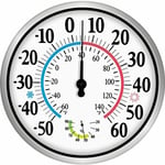 Thermomètre extérieur 12 Grands chiffres - Thermomètre intérieur extérieur sans fil 2 en 1 Thermomètre hygromètre, thermomètre mural hygromètre avec