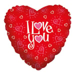 BALLON ALUMINIUM COEUR I LOVE YOU 46CM ROUGE