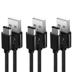 Cable Usb Type C [1M+2M+2M/Lot De 3] Cable Usb C Nylon Tressé Charge Rapide Chargeur Usb C Pour Samsung Galaxy S10/S9/S8/A7 A5 A3 2017,Huawei P20/P30/P10/P9,Honor,Lg, ,Oneplus,Nexus-Noir[Q983]