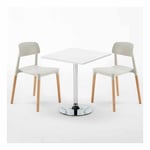 Ahd Amazing Home Design - Table carrée blanche 70x70 2 Chaises Colorées intérieur bar café Barcellona Cocktail Couleur: Gris