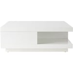 Table basse carrée avec rangements 2 tiroirs design blanc laquée L85 cm kary - Blanc