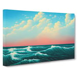 Rose Sky Above The Ocean Vol.4 Canvas Wall Art Print Ready to Hang, Framed Picture for Living Room Bedroom Home Office Décor, 30x20 Inch (76x50 cm)