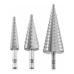 Lucky-88 - Foret Etagé, Foret Fraise Metal hss 3PCS SKU00468 Meche Etage Perceuse Acier Fraise Forage Conique Triangle