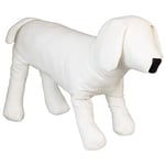 Croci Mannequin Chien M - Mannequin d'exposition vitrine Dos 35/40 cm pour Manteau imperméable Pull et Sweat-Shirt, Maquette en Peluche en Simili Cuir Blanc, Jambes réglables