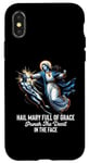 Coque pour iPhone X/XS Je vous salue Marie pleine de grâce Punch the Devil in the Face Catholic