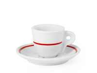 Royal Norfolk 7077800 Lot de 6 tasses à café en porcelaine blanche, décoration rouge, avec soucoupe, cc65