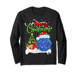 Xmas Tree Lights Santa Hat Bowling Ball Christmas Long Sleeve T-Shirt