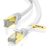 VOIETOLT CAT8 Câble Ethernet 20M avec Clips, 40Gbps/2000Mhz Haut Débit Gigabit RJ45 LAN Câble Réseau Internet, Cat-8 Plat Câble PatchBlindé Robuste pour PS4/5 Ordinateur Modem PC TV – Blanc