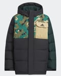 Adidas HM9659 Allover Print Camo Block Down Hoodie Jacket Black Size Small