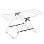 SONGMICS Small Laundry Airer, Foldable 2-Level Clothes Drying Rack, Space-Saving, Metal Structure, for Small Clothes, Towels, Bathroom, Balcony, 44 x 101 x 54 cm, Cloud White LLR504W01