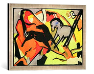 Kunst für Alle 'Encadré Image de Franz Marc Deux Chevaux, d'art dans Le Cadre de Haute qualité Photos Fait Main, 60 x 40 cm, Argent Raya
