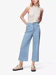 Whistles Wide Leg Cropped Jeans, Light Blue