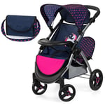 Bayer Design 39454AA Twin dolls pram, double doll stroller, adjustable handle, foldable, bag