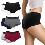 Boxer Femme Coton Culottes Shorty Femme Caleçon Femme - Culotte Femme en Coton Boxer de Sport Shorts - Hipster sous-vêtement Feminins Stretch Slips Femme Fitness Lot de 6Multipack Multicolore 2XL