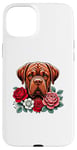 Coque pour iPhone 15 Plus Roses Flowers Dogue De Bordeaux Mastiff Bordeauxdog