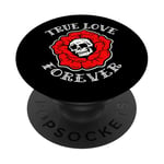 Retro Vintage True Love Forever Skull and Flower Memento Mori PopSockets PopGrip Adhésif