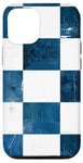 Coque pour iPhone 15 Pro Carreaux vichy bleu motif rustique à carreaux