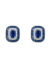 Great Gatsby Stud Earrings Sapphire Silver