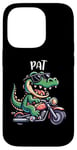 Coque pour iPhone 14 Pro Pat Funny Alligator Moto Design pour garçon Nom Pat