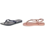 Havaianas Brasil Logo Mixte, Bleu (Navy Blue), 39/40 Luna Femme, Crocus Rose, 39/40