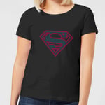 Justice League Superman Retro Grid Logo Women's T-Shirt - Black - M