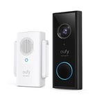 eufy Security Sonnette sans fil Extérieur Étanche avec Caméra et Batterie, Résolution HD 2K, Aucun frais mensuel, IA intégrée pour la détection des personnes, Son bidirectionnel, Installation Facile