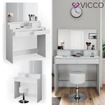 Coiffeuse miroir table de maquillage avec tiroirs et tabouret Ruben Blanc Vicco