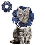 ComSaf Soft Cat Recovery Collar, Protective Adjustable Pet Cone Collar for After Surgery, Comfortable Lightweight Elizabethan Collar for Cat Kitten Prevent from Licking Wounds, Not Block Vision M cat