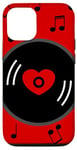 Coque pour iPhone 12/12 Pro notes de musique disque vinyle album coeur rouge valentines vintage