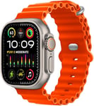 JJii Sung Original Silicone Sport Ocean Band - Compatible with Apple Watch Ultra 2/Ultra Straps 49mm 46mm 45mm 44mm 42mm, Breathable Soft Strap for iWatch Ultra/Ultra 2, Series SE 10/9/8/7/6/5/4/3/2/1