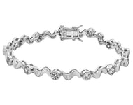 James Moore TH G2379 Unisex TH Silver CZ Curb Braclet Jewellery