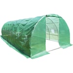 Hattoro - serre en plastique tunnel en acier fondation grillagée toile pe 170g/m² 16 fenêtres porte roulante 8x3x2m