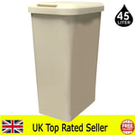 Cream Kitchen Bin Rectangle Touch Swing and Lift Bin for Waste or Recycling 45L